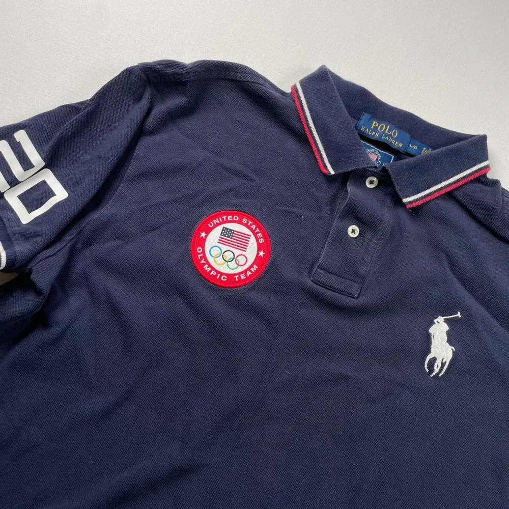 Polo Ralph Lauren Mens 2016 USA Olympic Team Big Pony Polo Shirt Navy Blue L
